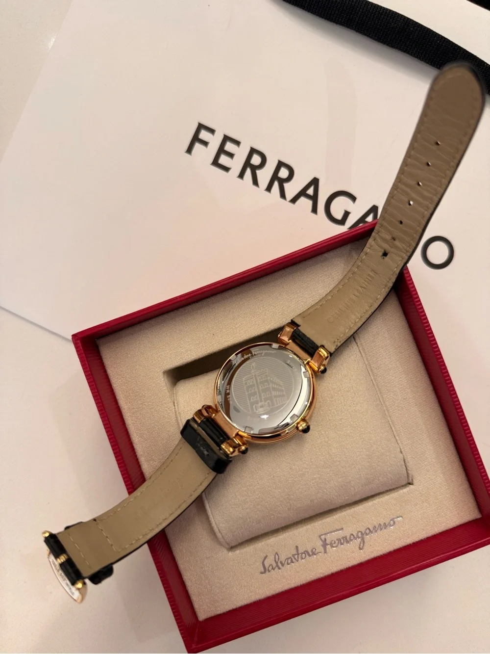 Salvatore Ferragamo Idillio SFYP01122 Black Croc Embossed 36mm Rose Gold Watch